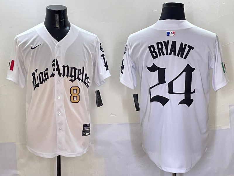 Men Los Angeles Dodgers #24 Bryant White Five generations Joint Name 2025 Nike MLB Jersey style 5